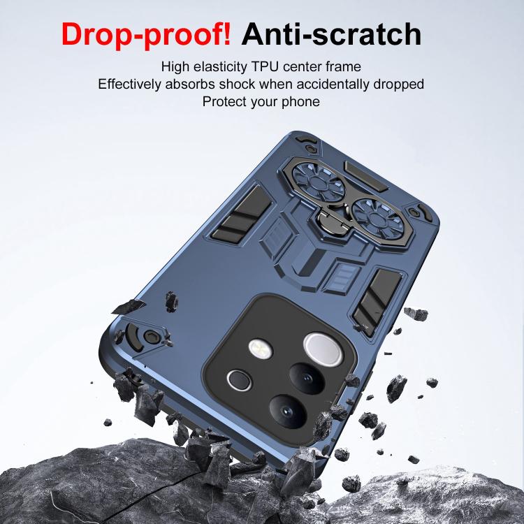For vivo Y29 4G / T4x Double-Ring Holder PC Hybrid TPU Phone Case