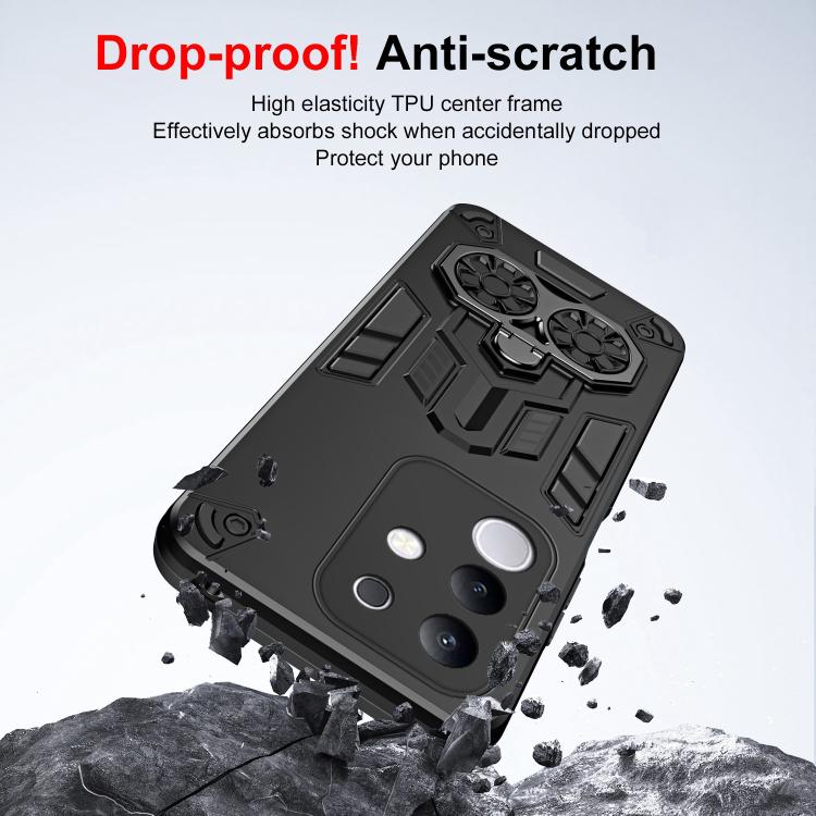 For vivo Y29 4G / T4x Double-Ring Holder PC Hybrid TPU Phone Case