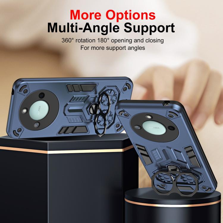 For Honor X9c Smart Double-Ring Holder PC Hybrid TPU Phone Case