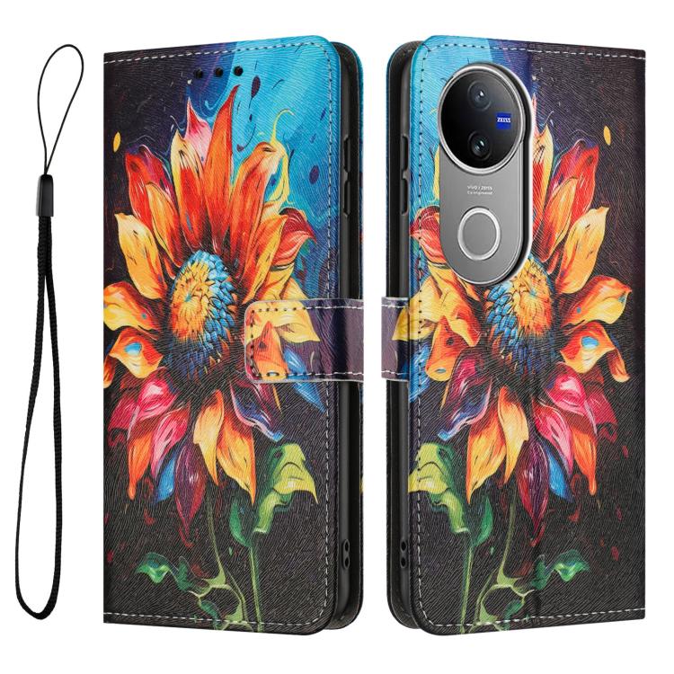 For vivo V50 5G Global Color Drawing Pattern Leather Phone Case