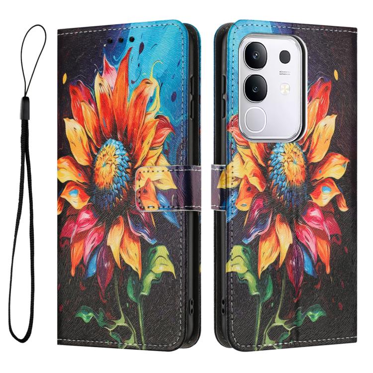 For vivo Y29 4G / V50 Lite 5G Color Drawing Pattern Leather Phone Case