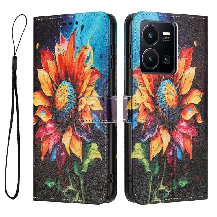 For vivo Y35 4G 2022 / Y22S / Y22 Color Drawing Pattern Leather Phone Case