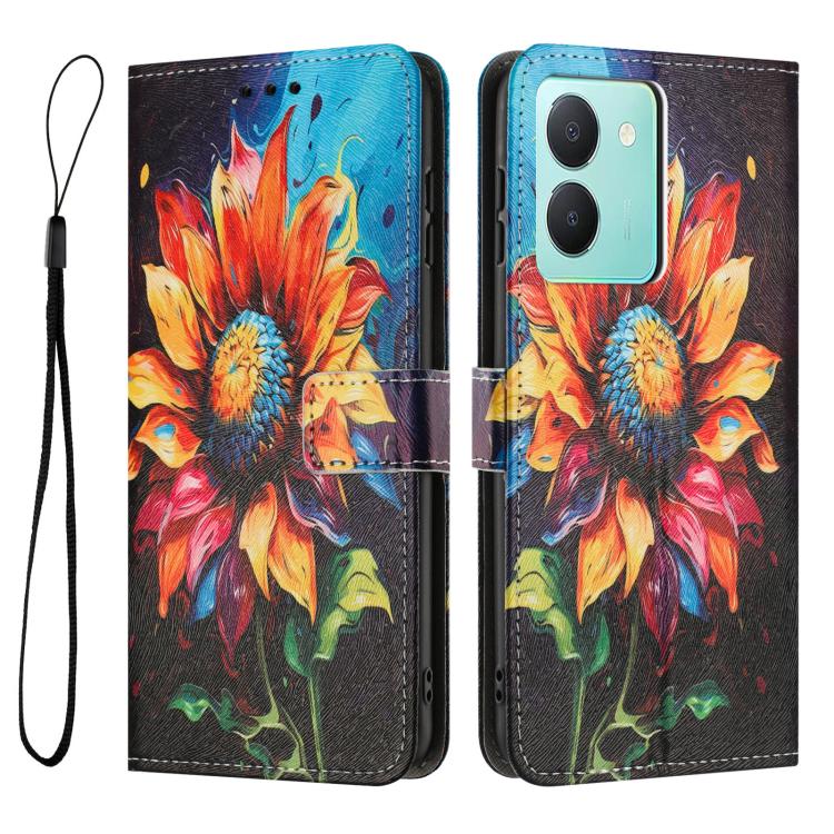 For vivo Y36 5G / 4G Global Color Drawing Pattern Leather Phone Case