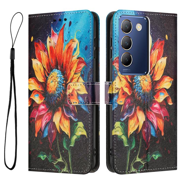 For vivo Y100 IND / Y200E 5G Global Color Drawing Pattern Leather Phone Case