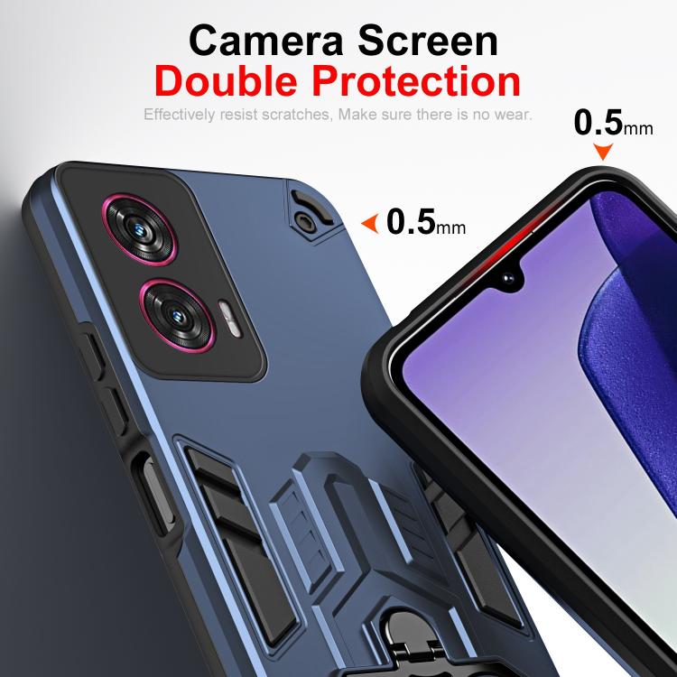 For Motorola Edge 50 Fusion Double-Ring Holder PC Hybrid TPU Phone Case
