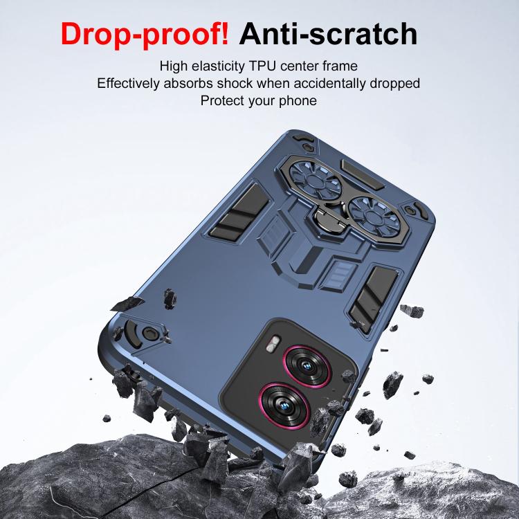 For Motorola Edge 50 Fusion Double-Ring Holder PC Hybrid TPU Phone Case