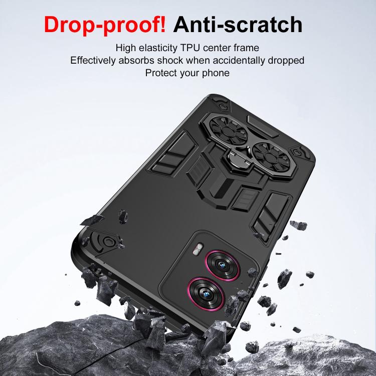 For Motorola Edge 50 Fusion Double-Ring Holder PC Hybrid TPU Phone Case