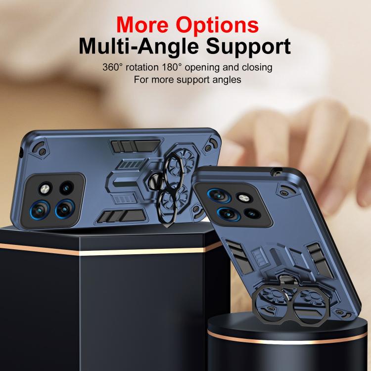 For Motorola Edge 50 Neo Double-Ring Holder PC Hybrid TPU Phone Case