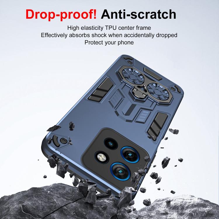 For Motorola Edge 50 Neo Double-Ring Holder PC Hybrid TPU Phone Case