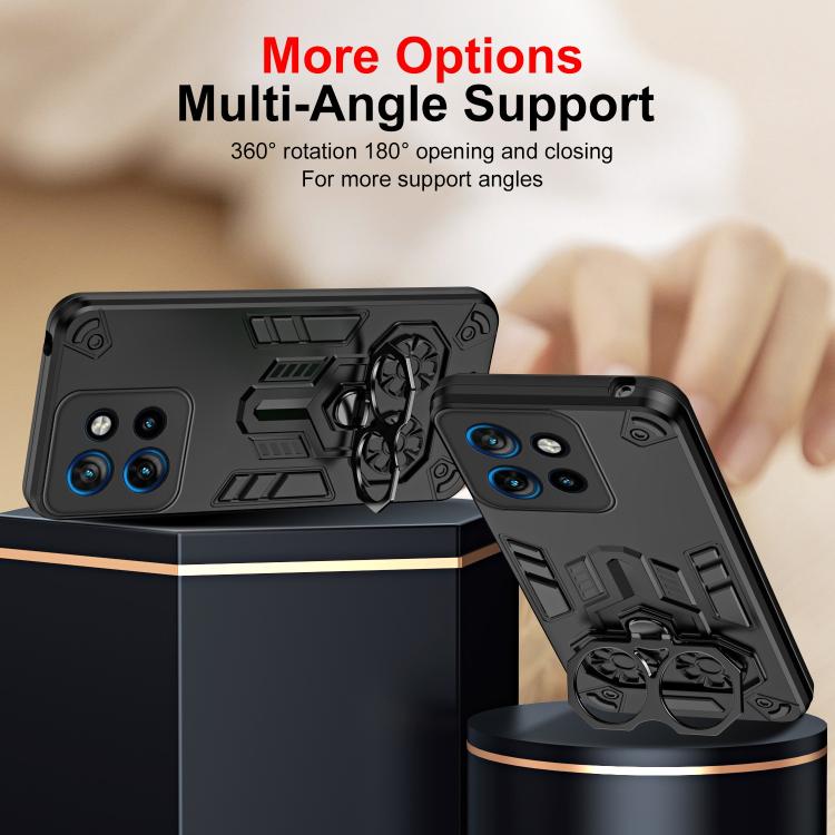 For Motorola Edge 50 Neo Double-Ring Holder PC Hybrid TPU Phone Case