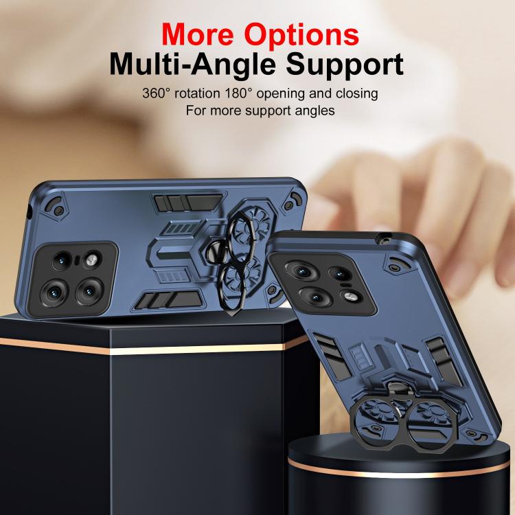 For Motorola Edge 50 Pro Double-Ring Holder PC Hybrid TPU Phone Case