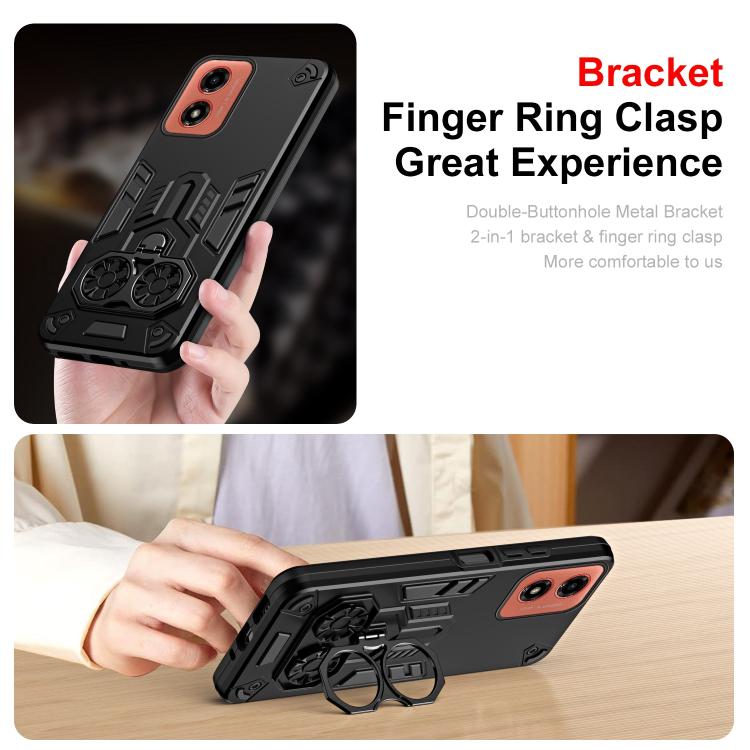 For Motorola Moto G04 / E14 Double-Ring Holder PC Hybrid TPU Phone Case