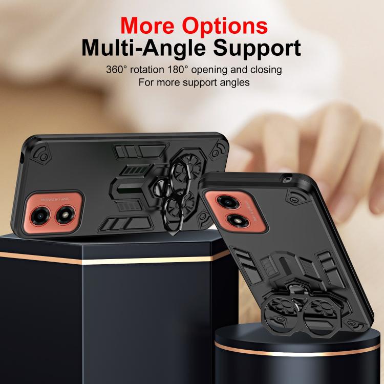 For Motorola Moto G04 / E14 Double-Ring Holder PC Hybrid TPU Phone Case