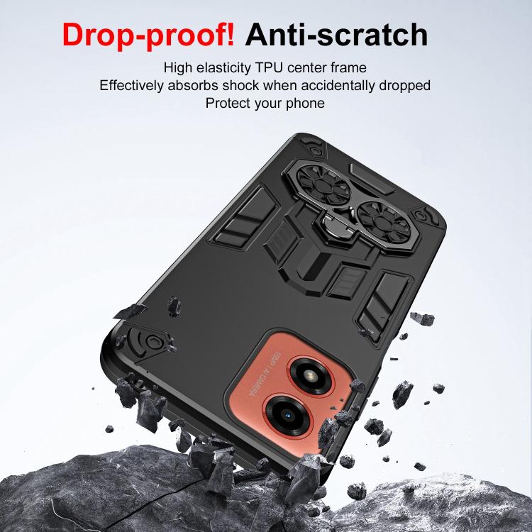 For Motorola Moto G04 / E14 Double-Ring Holder PC Hybrid TPU Phone Case