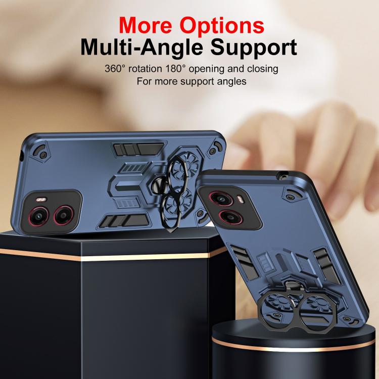 For Motorola Moto G05 / E15 Double-Ring Holder PC Hybrid TPU Phone Case