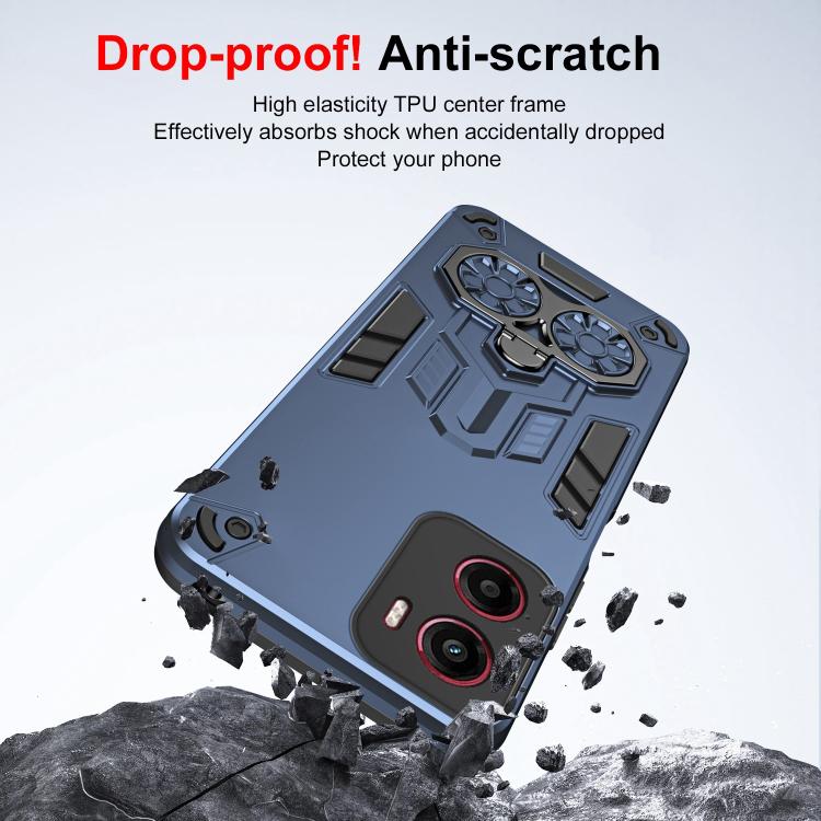 For Motorola Moto G05 / E15 Double-Ring Holder PC Hybrid TPU Phone Case