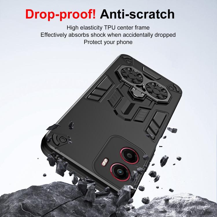For Motorola Moto G05 / E15 Double-Ring Holder PC Hybrid TPU Phone Case