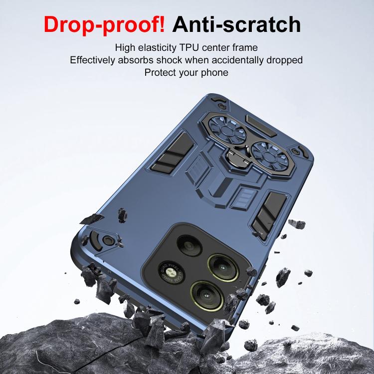 For Motorola Moto G15 / G15 Power Double-Ring Holder PC Hybrid TPU Phone Case