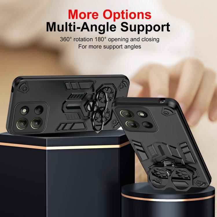 For Motorola Moto G15 / G15 Power Double-Ring Holder PC Hybrid TPU Phone Case