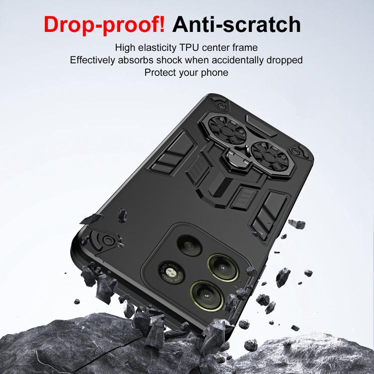 For Motorola Moto G15 / G15 Power Double-Ring Holder PC Hybrid TPU Phone Case