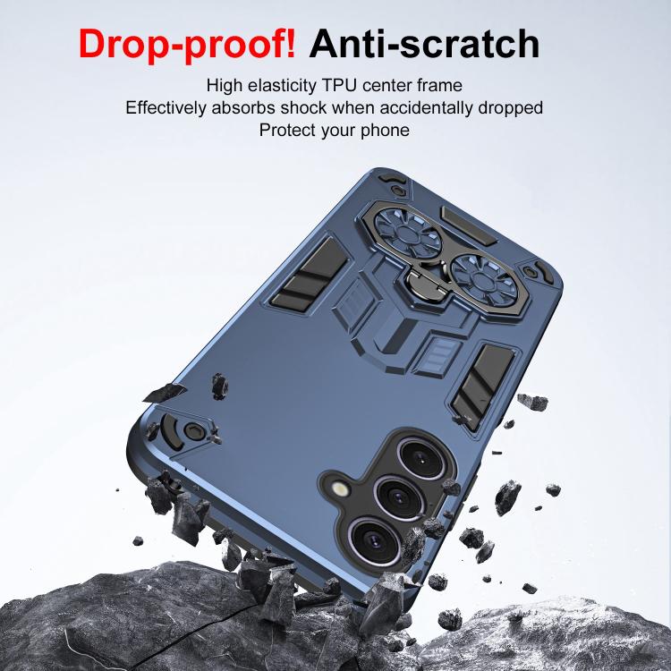 For Samsung Galaxy S25+ 5G Double-Ring Holder PC Hybrid TPU Phone Case