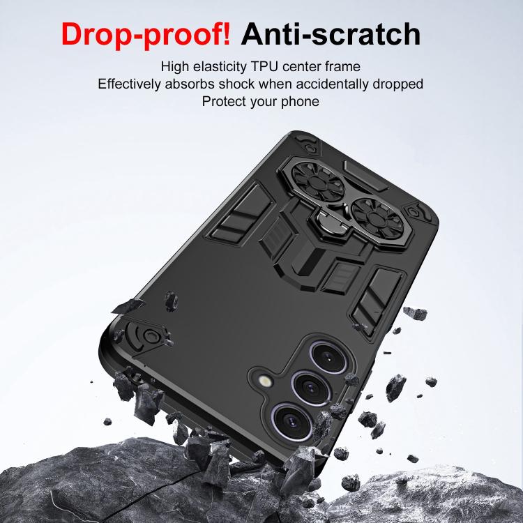 For Samsung Galaxy S25+ 5G Double-Ring Holder PC Hybrid TPU Phone Case