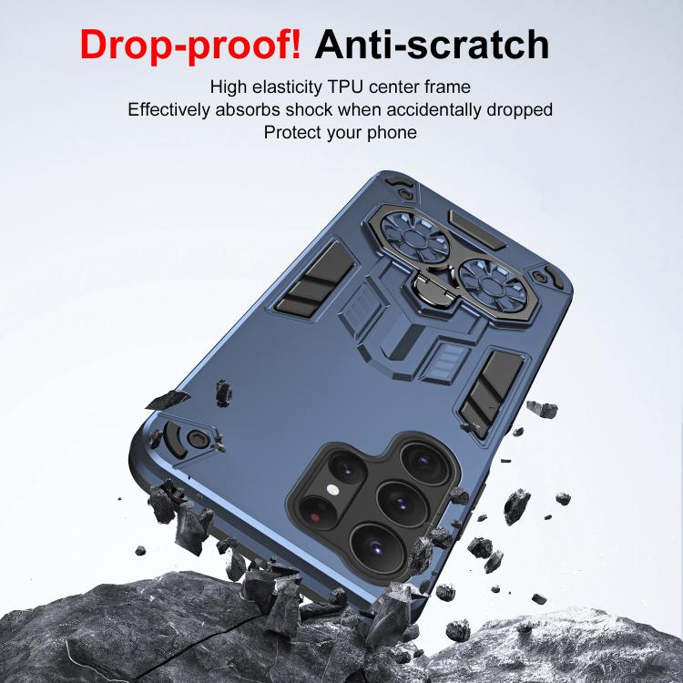 For Samsung Galaxy S25 Ultra 5G Double-Ring Holder PC Hybrid TPU Phone Case