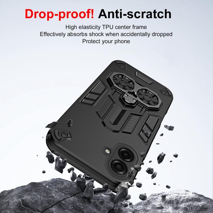 For Samsung Galaxy A07 4G Double-Ring Holder PC Hybrid TPU Phone Case