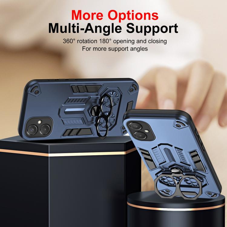 For Samsung Galaxy A06 5G Double-Ring Holder PC Hybrid TPU Phone Case
