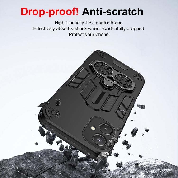 For Samsung Galaxy A06 5G Double-Ring Holder PC Hybrid TPU Phone Case