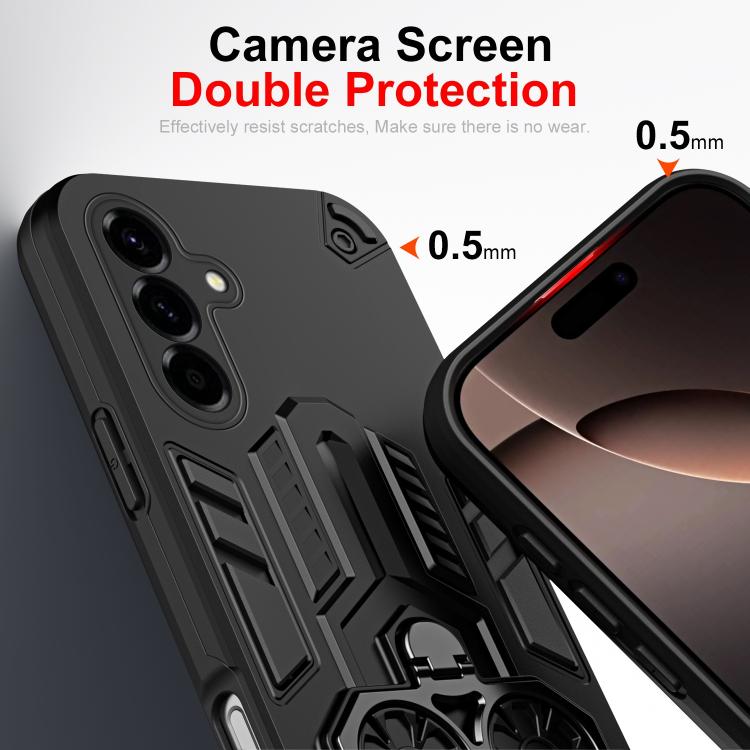 For Samsung Galaxy A56 5G Double-Ring Holder PC Hybrid TPU Phone Case
