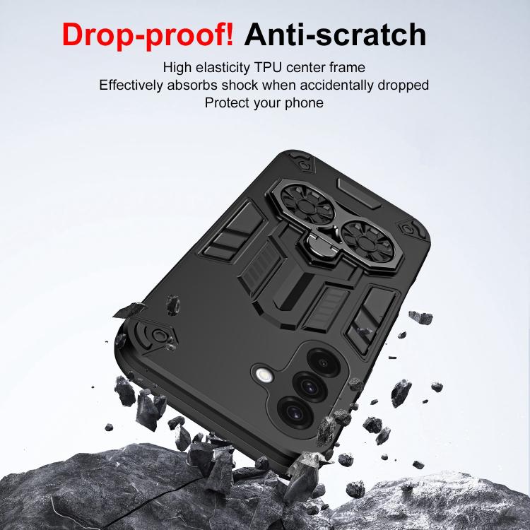For Samsung Galaxy A36 5G Double-Ring Holder PC Hybrid TPU Phone Case