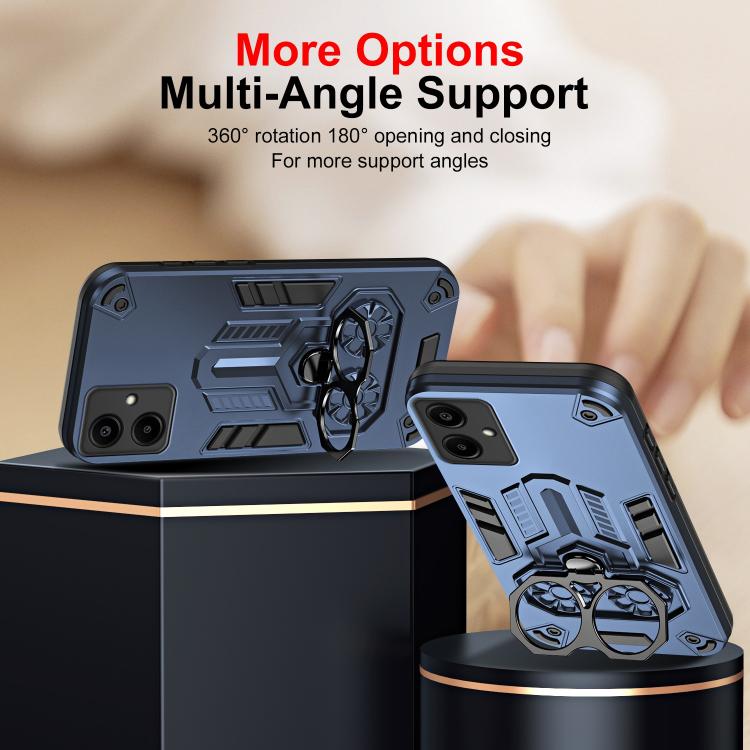 For Samsung Galaxy A06 4G Double-Ring Holder PC Hybrid TPU Phone Case