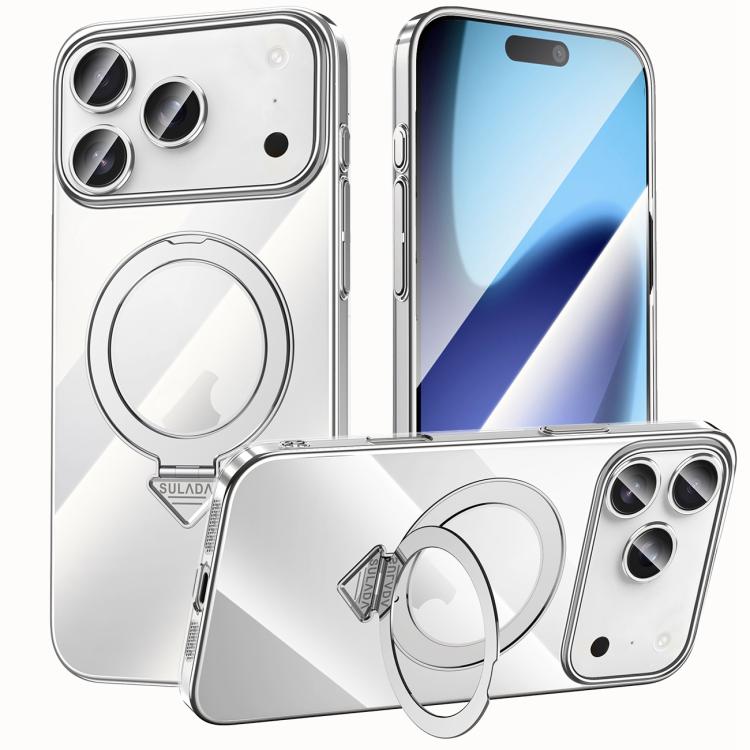 For iPhone 17 Pro SULADA Electroplated Transparent MagSafe Holder Phone Case