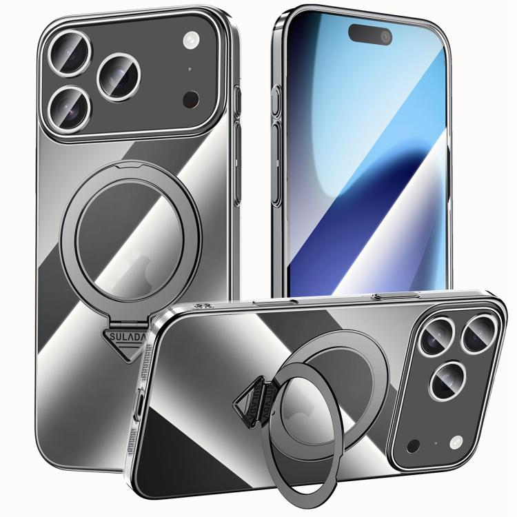 For iPhone 17 Pro SULADA Electroplated Transparent MagSafe Holder Phone Case