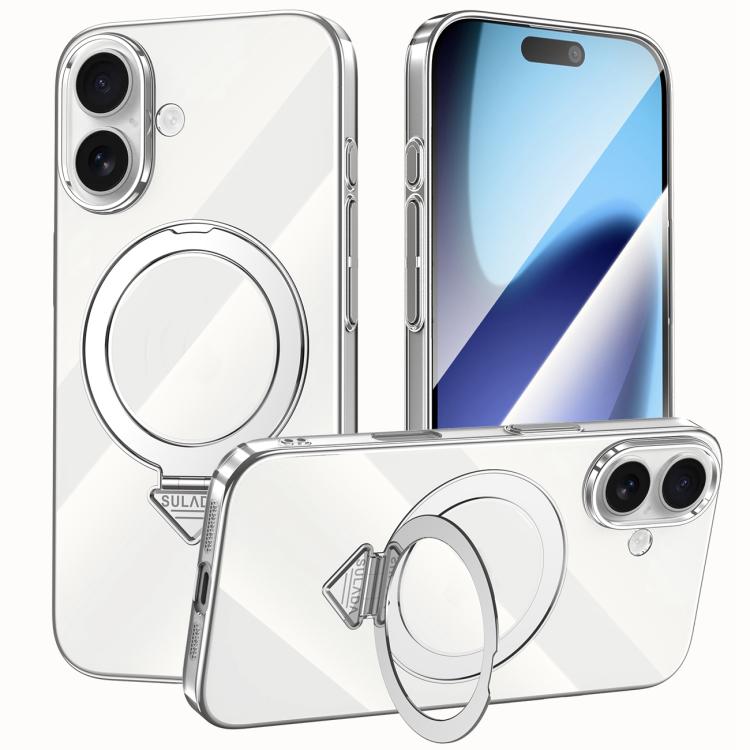For iPhone 17 SULADA Electroplated Transparent MagSafe Holder Phone Case
