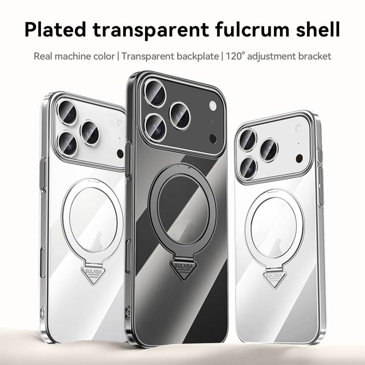 For iPhone 17 Pro SULADA Electroplated Transparent MagSafe Holder Phone Case