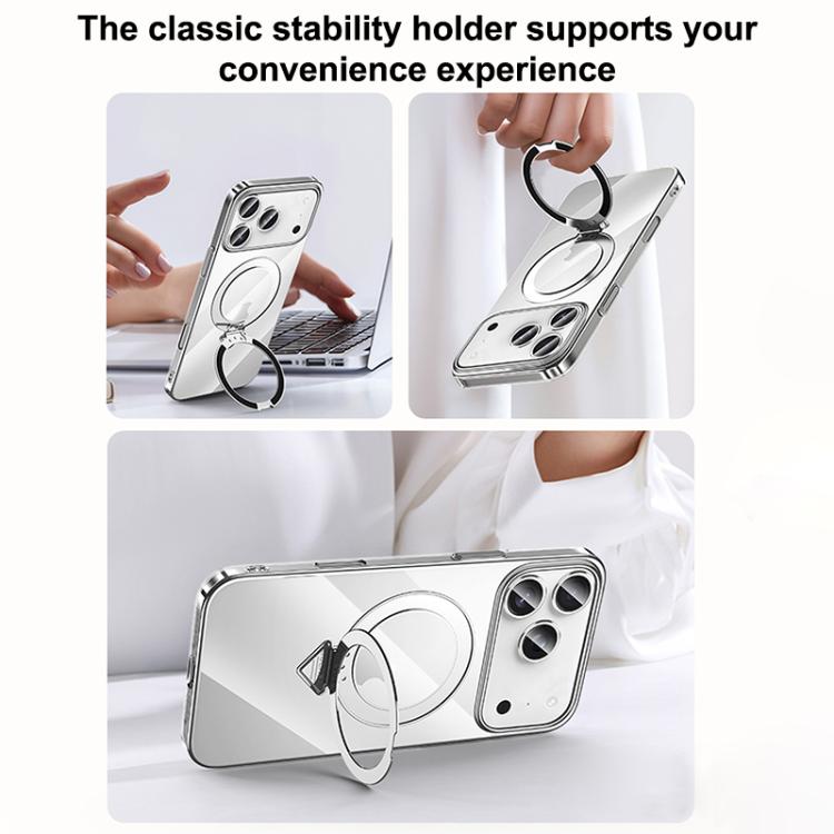 For iPhone 17 Pro SULADA Electroplated Transparent MagSafe Holder Phone Case