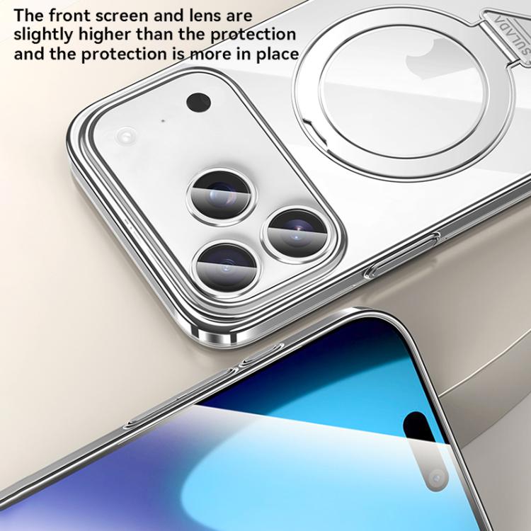 For iPhone 17 Pro SULADA Electroplated Transparent MagSafe Holder Phone Case
