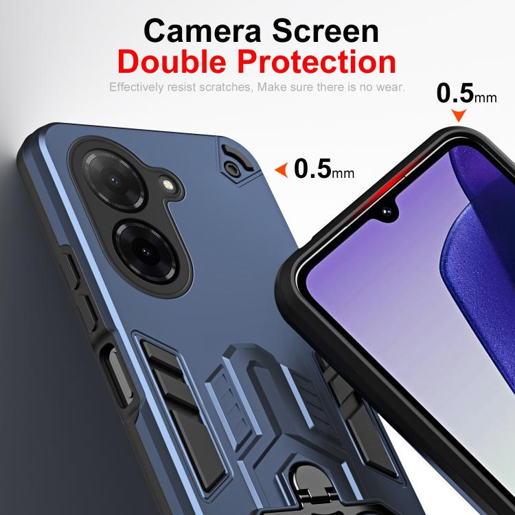 For Redmi A5 4G 171.7mm / Poco C71 Double-Ring Holder PC Hybrid TPU Phone Case