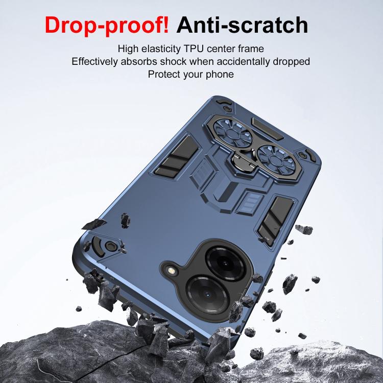 For Redmi A5 4G 171.7mm / Poco C71 Double-Ring Holder PC Hybrid TPU Phone Case