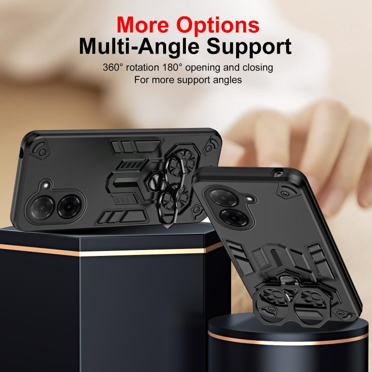 For Redmi A5 4G 171.7mm / Poco C71 Double-Ring Holder PC Hybrid TPU Phone Case
