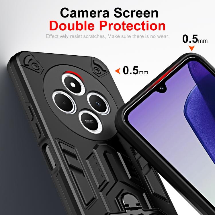 For Redmi 14C 4G / Poco C75 Double-Ring Holder PC Hybrid TPU Phone Case