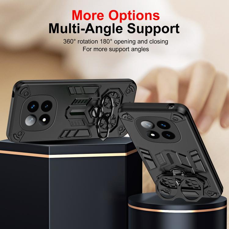 For Redmi Note 14 Pro+ Double-Ring Holder PC Hybrid TPU Phone Case