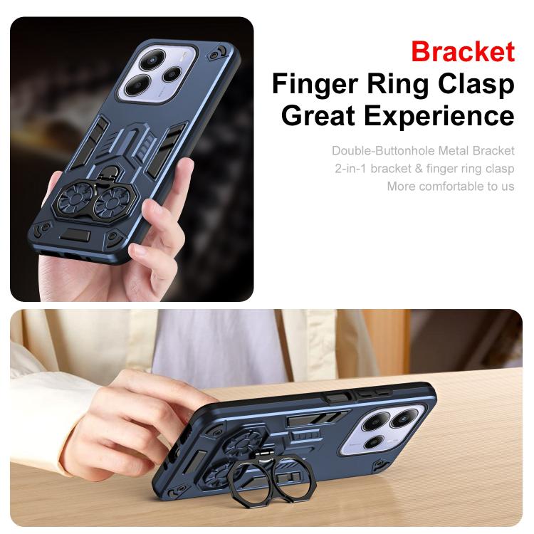 For Redmi Note 14 4G 163.25mm / 5G Double-Ring Holder PC Hybrid TPU Phone Case