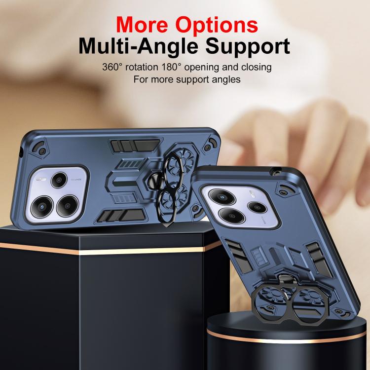 For Redmi Note 14 4G 163.25mm / 5G Double-Ring Holder PC Hybrid TPU Phone Case