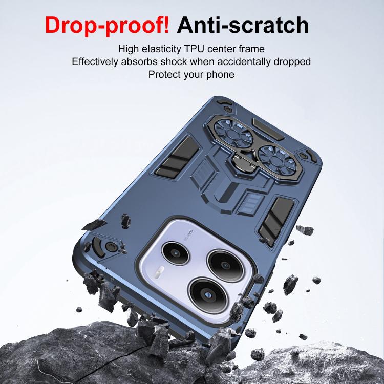 For Redmi Note 14 4G 163.25mm / 5G Double-Ring Holder PC Hybrid TPU Phone Case