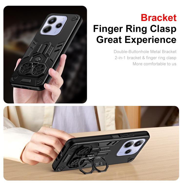 For Redmi Note 14 4G 163.25mm / 5G Double-Ring Holder PC Hybrid TPU Phone Case