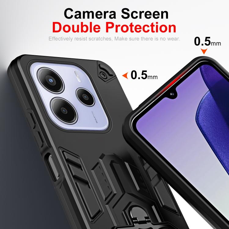 For Redmi Note 14 4G 163.25mm / 5G Double-Ring Holder PC Hybrid TPU Phone Case