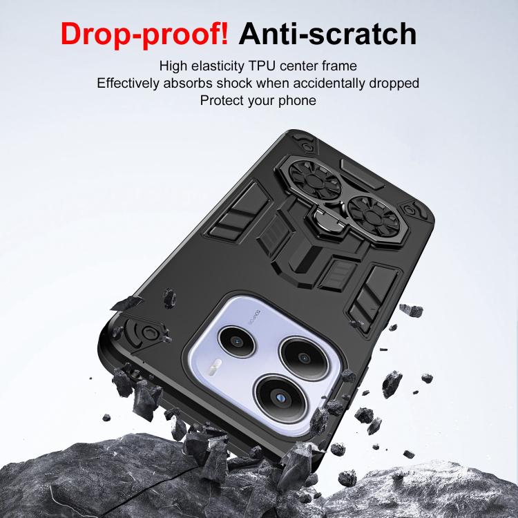 For Redmi Note 14 4G 163.25mm / 5G Double-Ring Holder PC Hybrid TPU Phone Case